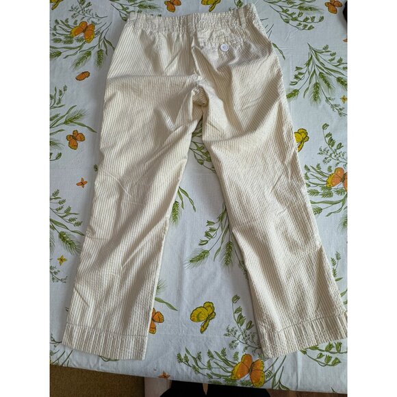 Elevenses Striped Pants With Button Hem Detail  Yellow White Size 0 - Picture 2 of 8